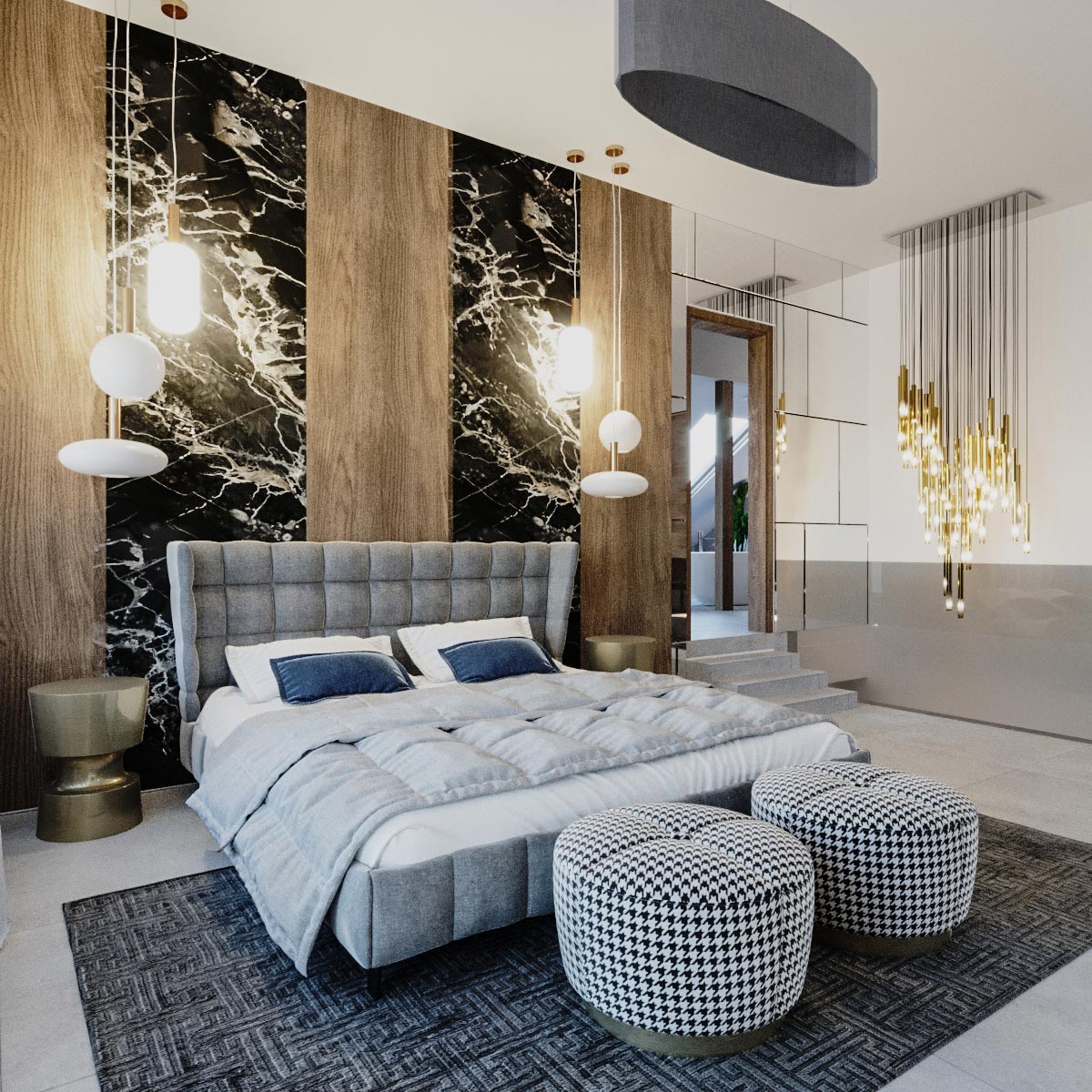 3DRendeer - Belsőépítészet - pesthidegkut- 3D Interior-tetőtéri hálószoba