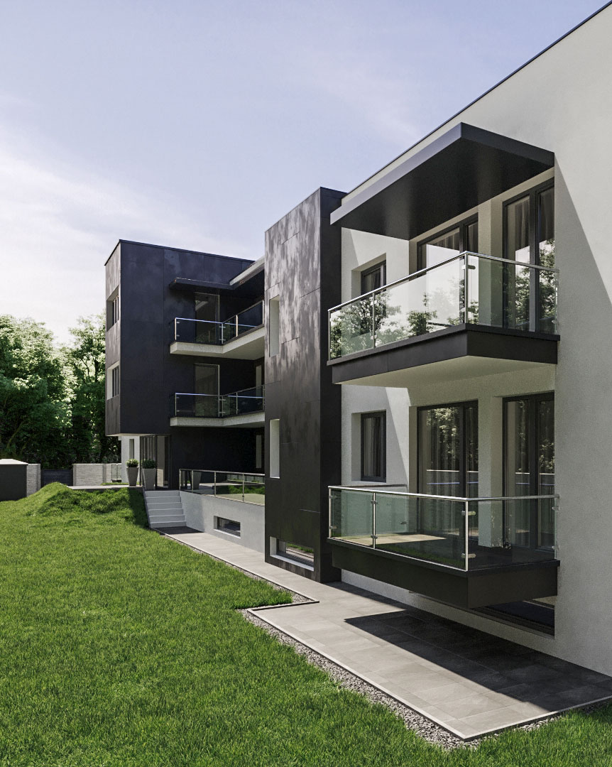 3D exterior - Érdi társasház 3D látványtervezése -3DRendeer