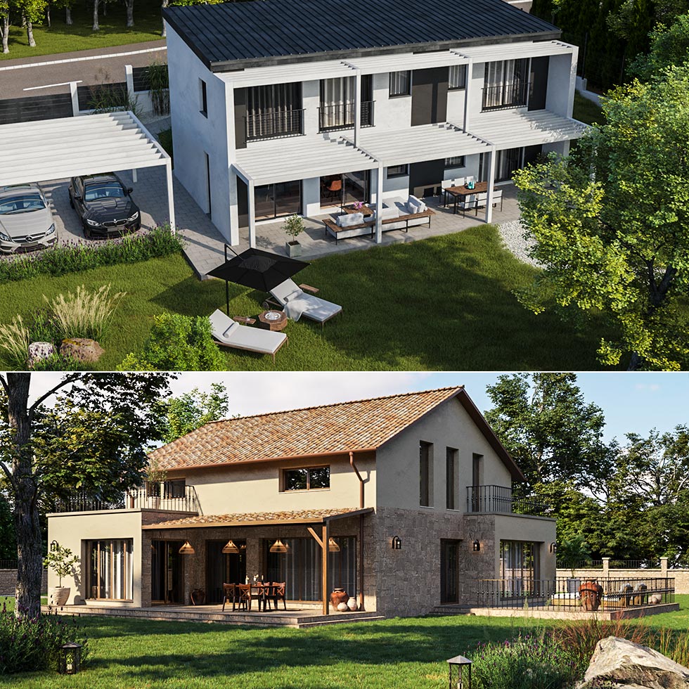 Homlokzat - 3D látványterv - 3DRendeer